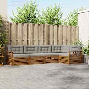 Zunanja garnitura za sedenje 5 pcs Naravna in svetlo siva