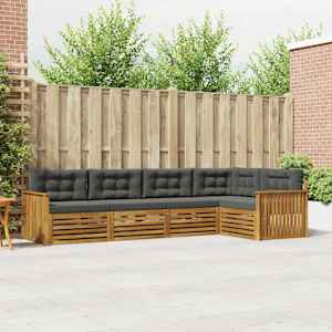 Zunanja garnitura za sedenje 5 pcs Naravna in antracitna