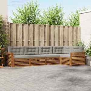 Zunanja garnitura za sedenje 5 pcs Naravna in svetlo siva