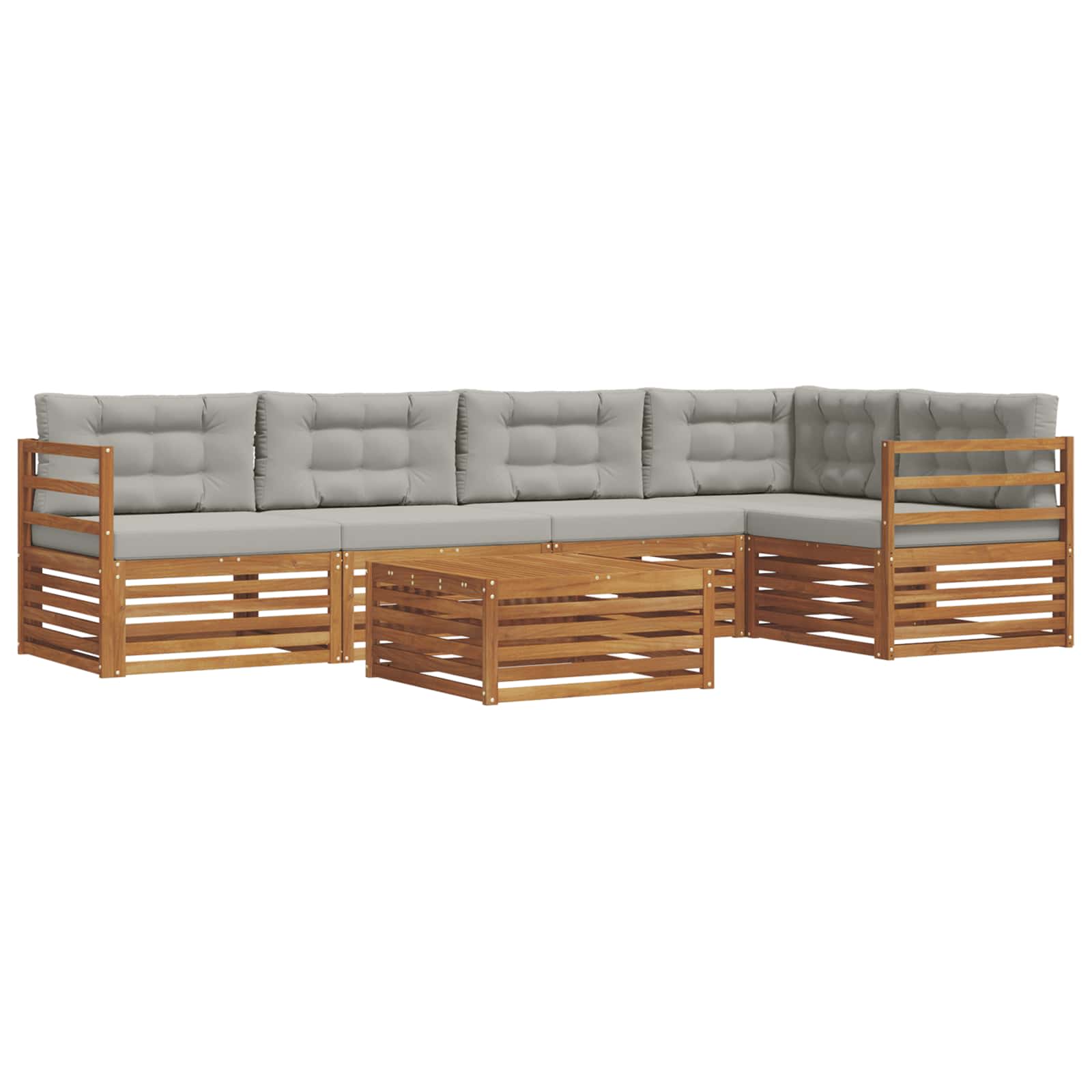 Zunanja garnitura za sedenje 6 pcs Naravna in svetlo siva - slika 2