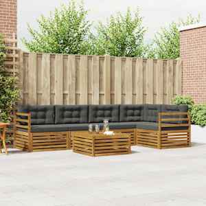 Zunanja garnitura za sedenje 6 pcs Naravna in antracitna