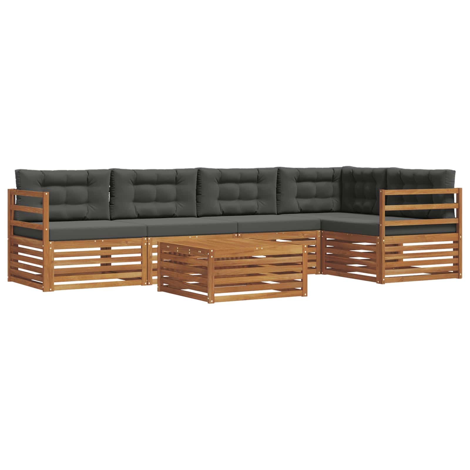 Thumbnail - vidaXL Outdoor-Sofagarnitur mit Kissen 6 pcs Natur und Anthrazit