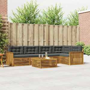 Zunanja garnitura za sedenje 6 pcs Naravna in antracitna