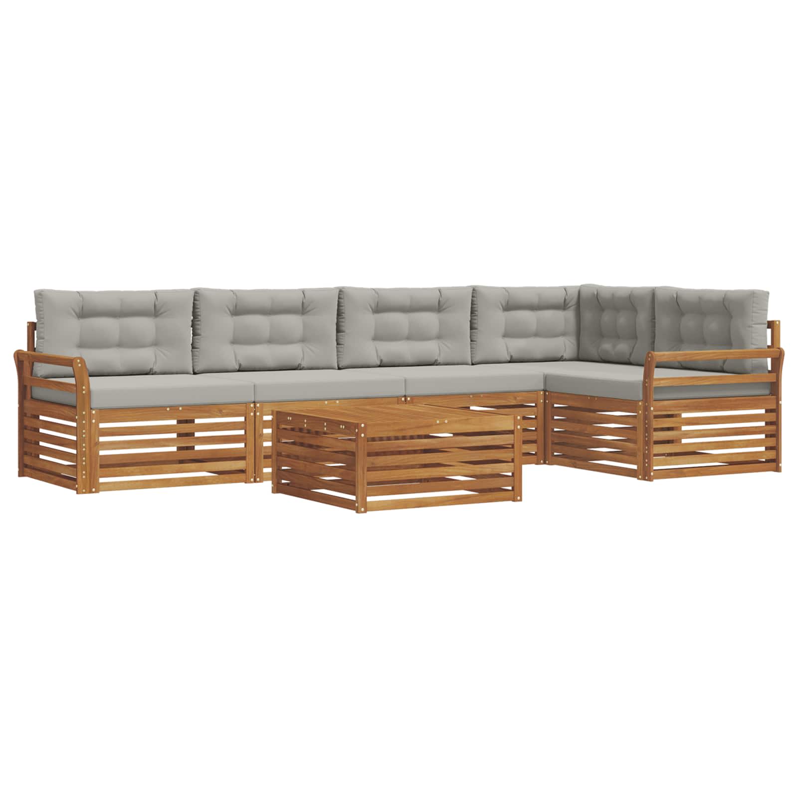 Zunanja garnitura za sedenje 6 pcs Naravna in svetlo siva - slika 2