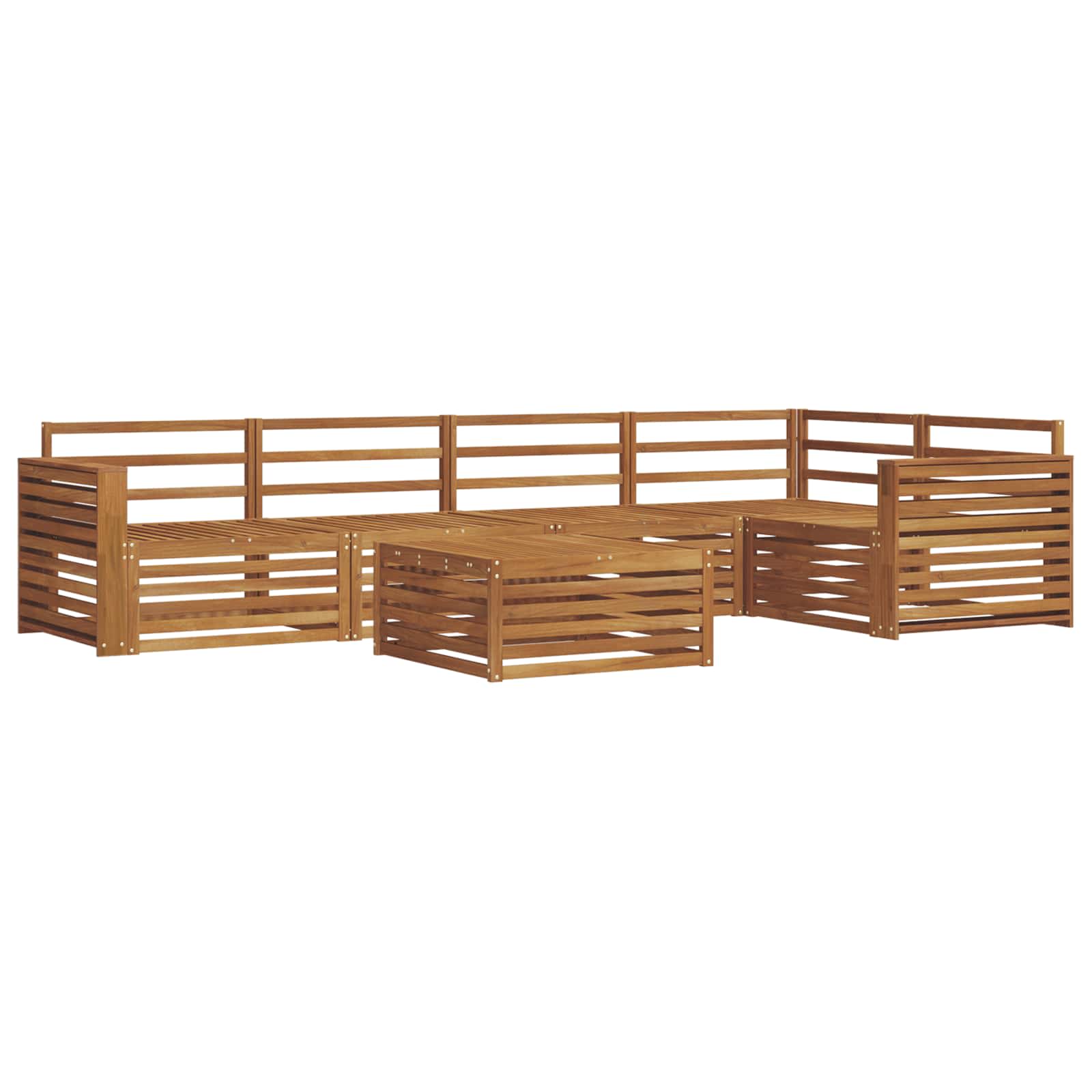 Zunanja garnitura za sedenje 6 pcs Naravna Masiven les akacije - slika 2