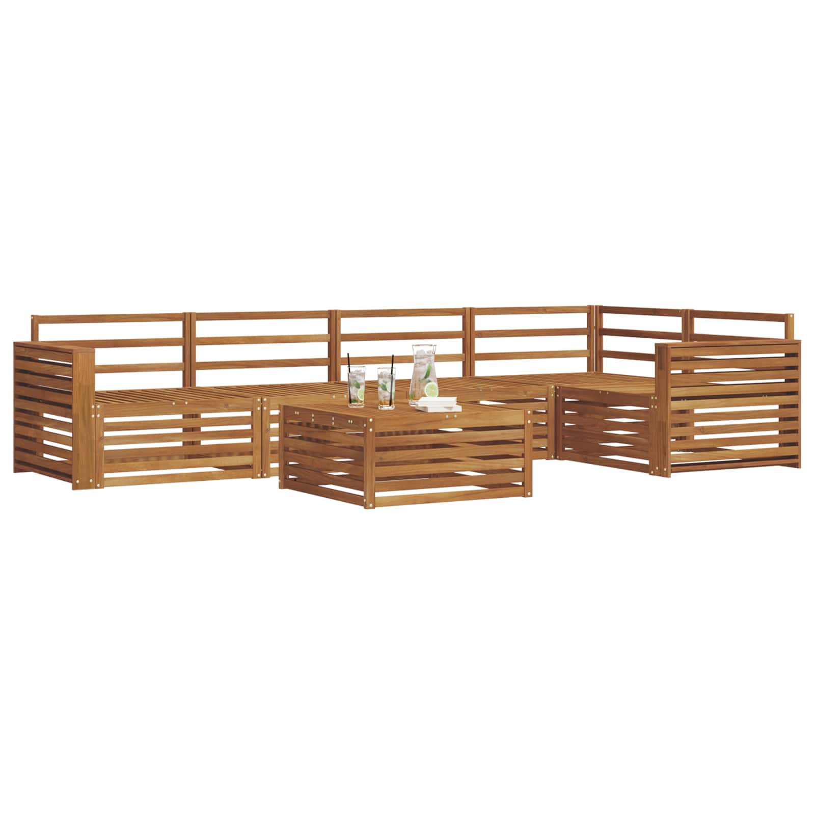 Zunanja garnitura za sedenje 6 pcs Naravna Masiven les akacije - slika 3