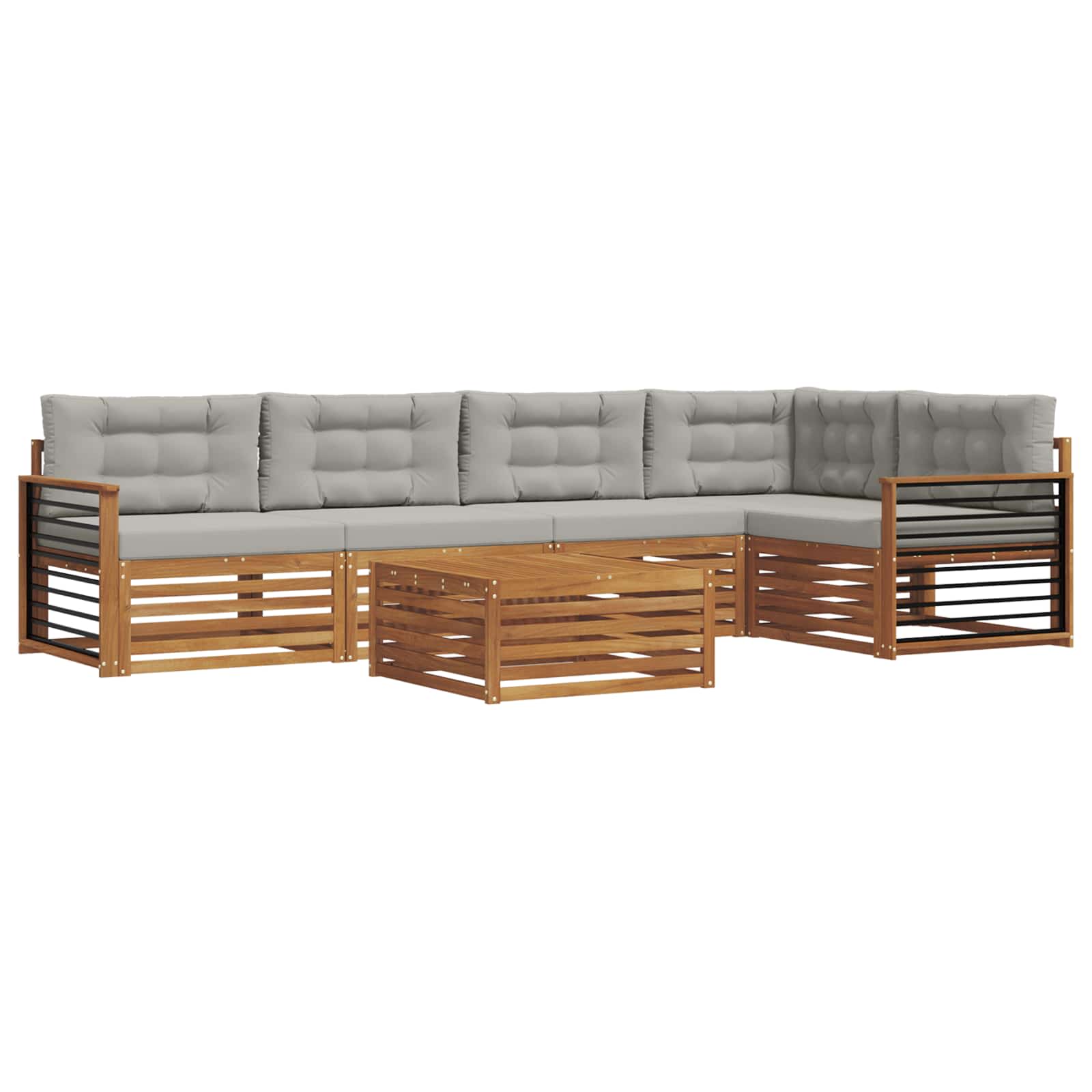 Zunanja garnitura za sedenje 6 pcs Naravna in svetlo siva - slika 2