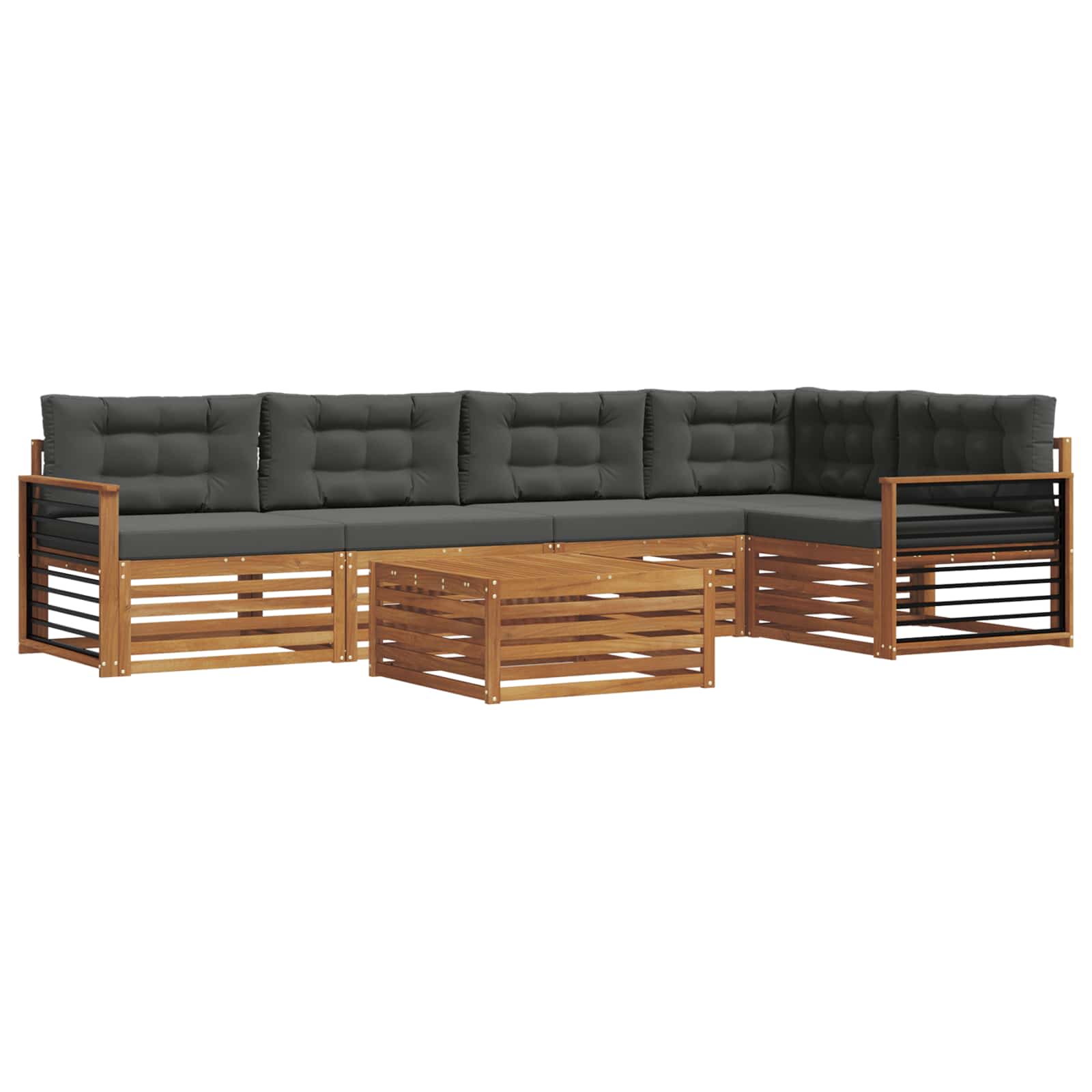 Thumbnail - vidaXL Outdoor-Sofagarnitur mit Kissen 6 pcs Natur und Anthrazit