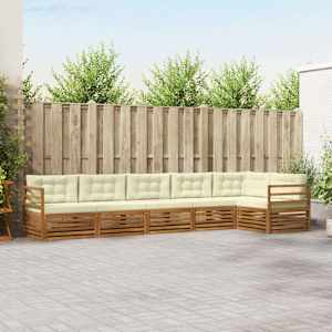 Zunanja garnitura za sedenje z blazino 6 pcs Naravna in smetana