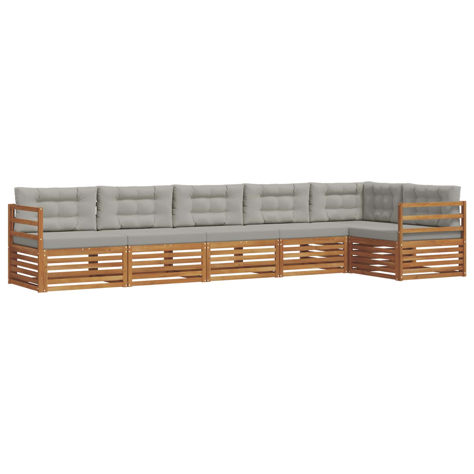 Zunanja garnitura za sedenje 6 pcs Naravna in svetlo siva - slika 2