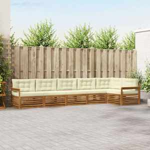 Zunanja garnitura za sedenje z blazino 6 pcs Naravna in smetana