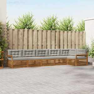 Zunanja garnitura za sedenje 6 pcs Naravna in svetlo siva