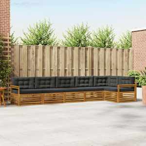 Zunanja garnitura za sedenje 6 pcs Naravna in antracitna