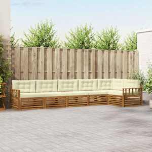 Zunanja garnitura za sedenje z blazino 6 pcs Naravna in smetana