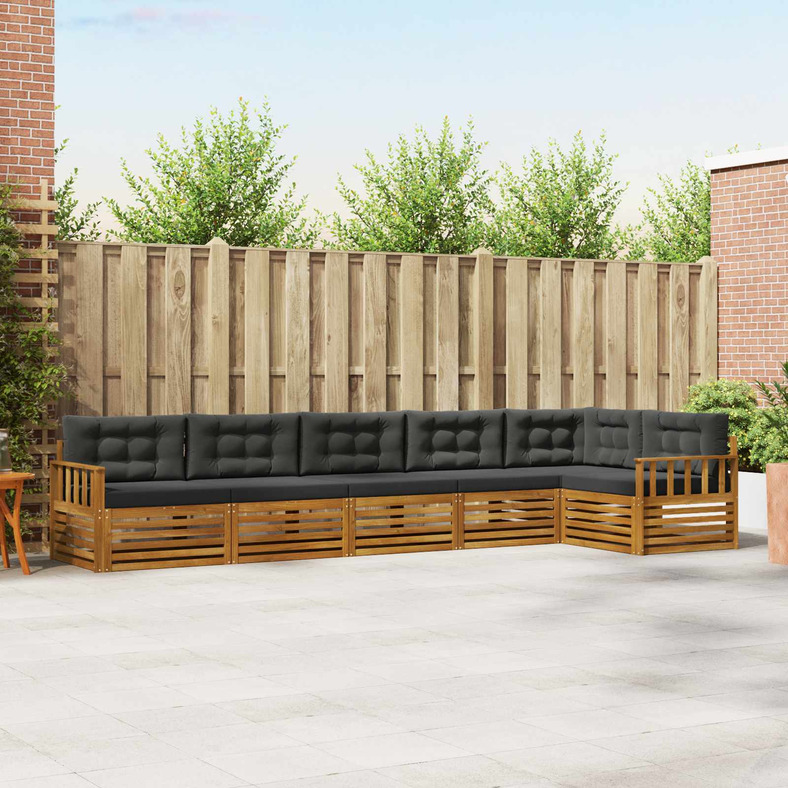 vidaXL Outdoor-Sofagarnitur mit Kissen 6 pcs Natur und Anthrazit