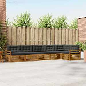 Zunanja garnitura za sedenje 6 pcs Naravna in antracitna