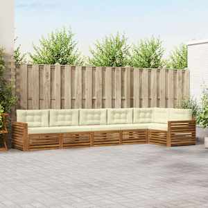 Zunanja garnitura za sedenje z blazino 6 pcs Naravna in smetana