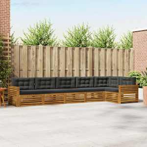 Zunanja garnitura za sedenje 6 pcs Naravna in antracitna