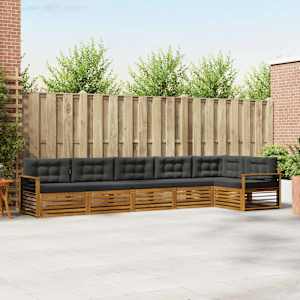 Zunanja garnitura za sedenje 6 pcs Naravna in antracitna