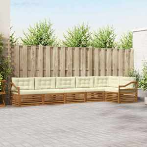 Zunanja garnitura za sedenje z blazino 6 pcs Naravna in smetana