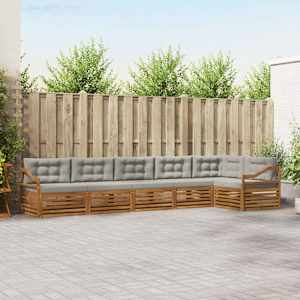 Zunanja garnitura za sedenje 6 pcs Naravna in svetlo siva