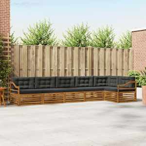 Zunanja garnitura za sedenje 6 pcs Naravna in antracitna