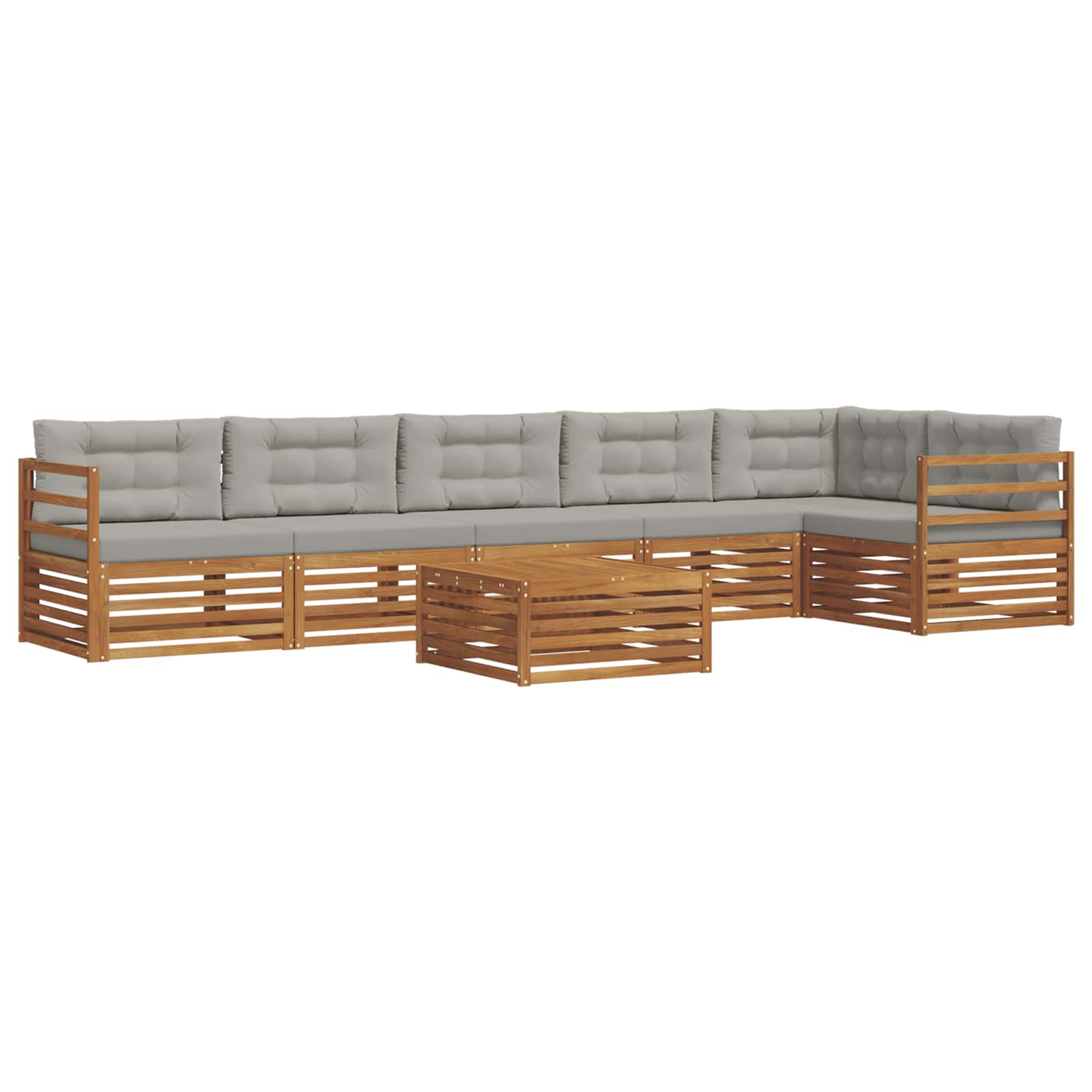 Thumbnail - vidaXL Outdoor-Sofagarnitur mit Kissen 7 pcs Natürlich und Hellgrau