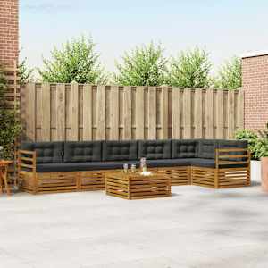 Zunanja garnitura za sedenje 7 pcs Naravna in antracitna