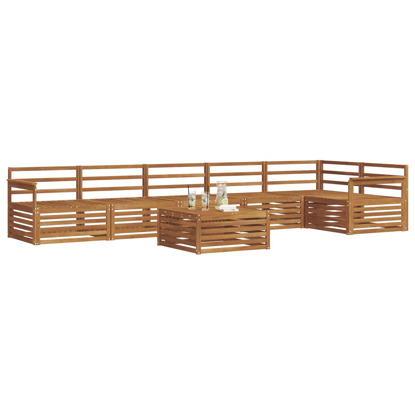 Zunanja garnitura za sedenje 7 pcs Naravna Masiven les akacije - slika 3