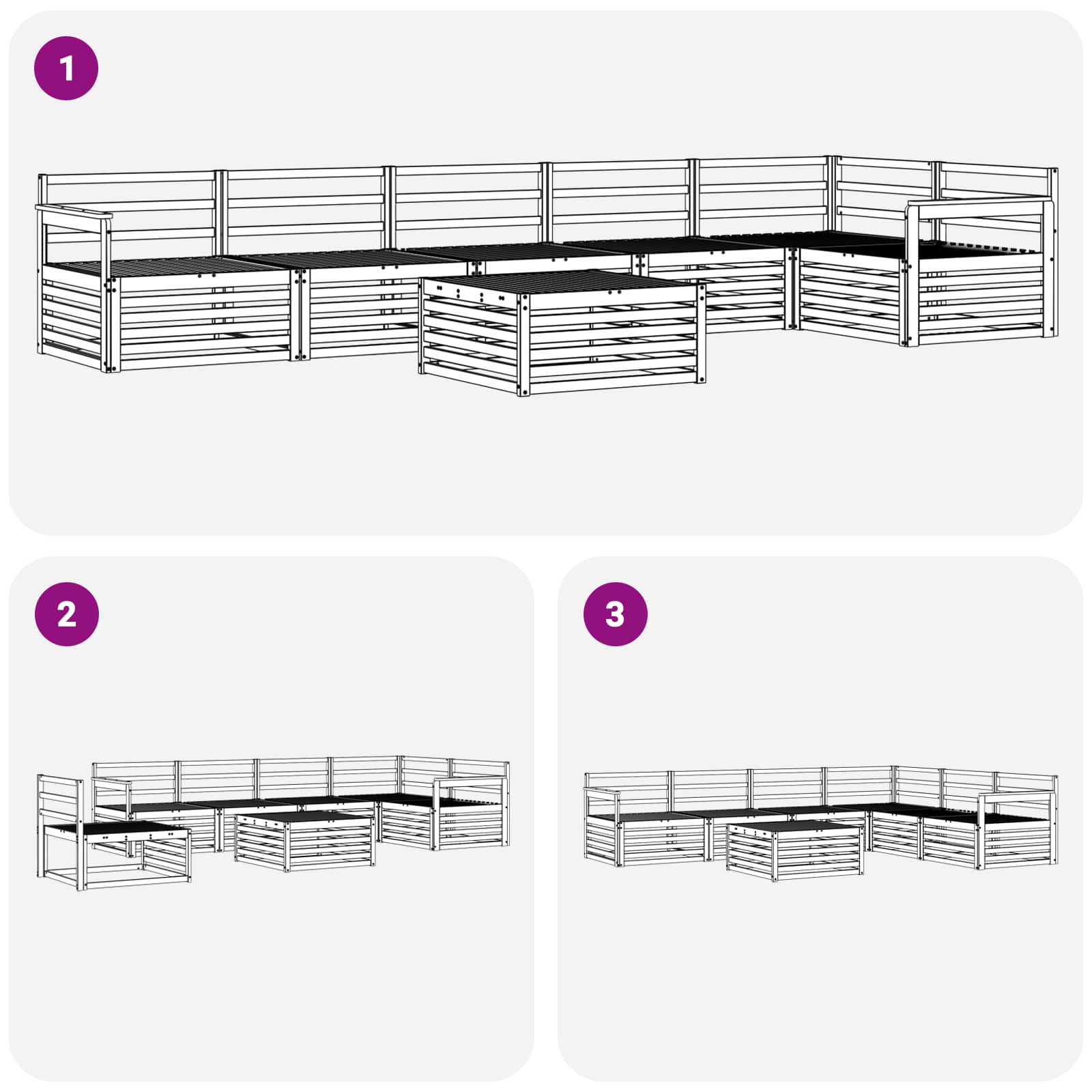 Zunanja garnitura za sedenje 7 pcs Naravna Masiven les akacije - slika 9