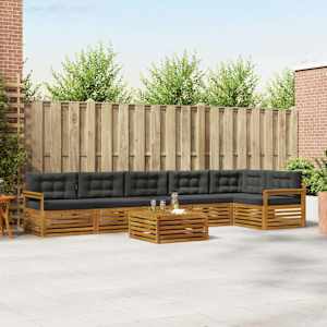 Zunanja garnitura za sedenje 7 pcs Naravna in antracitna