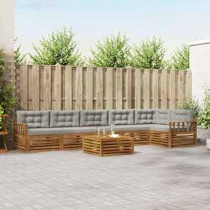 Zunanja garnitura za sedenje 7 pcs Naravna in svetlo siva