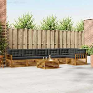 Zunanja garnitura za sedenje 7 pcs Naravna in antracitna