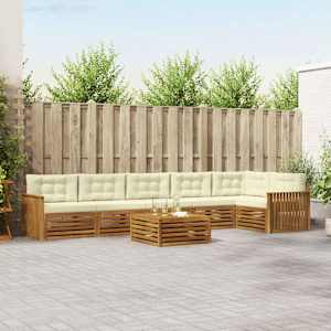 Zunanja garnitura za sedenje z blazino 7 pcs Naravna in smetana