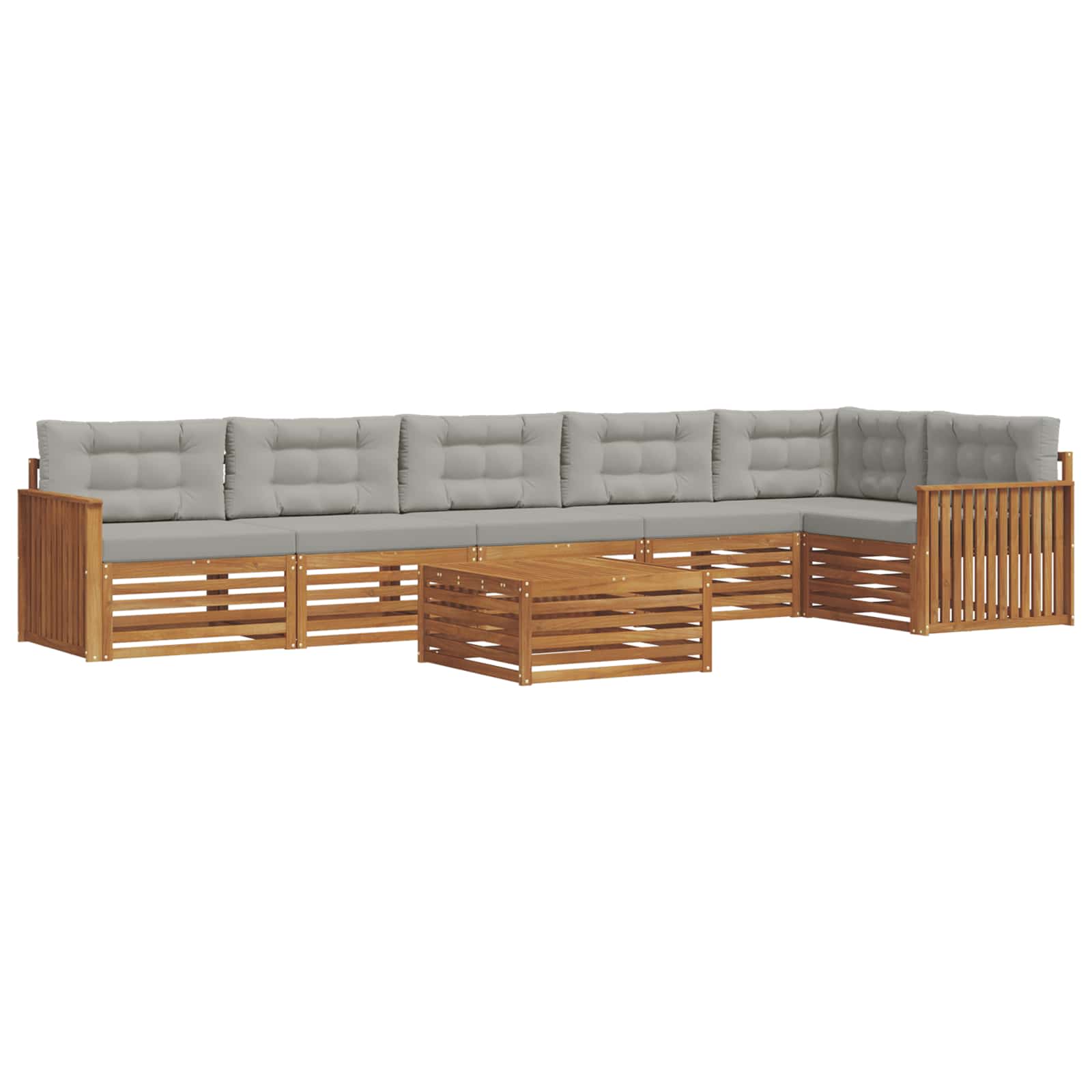 Zunanja garnitura za sedenje 7 pcs Naravna in svetlo siva - slika 2