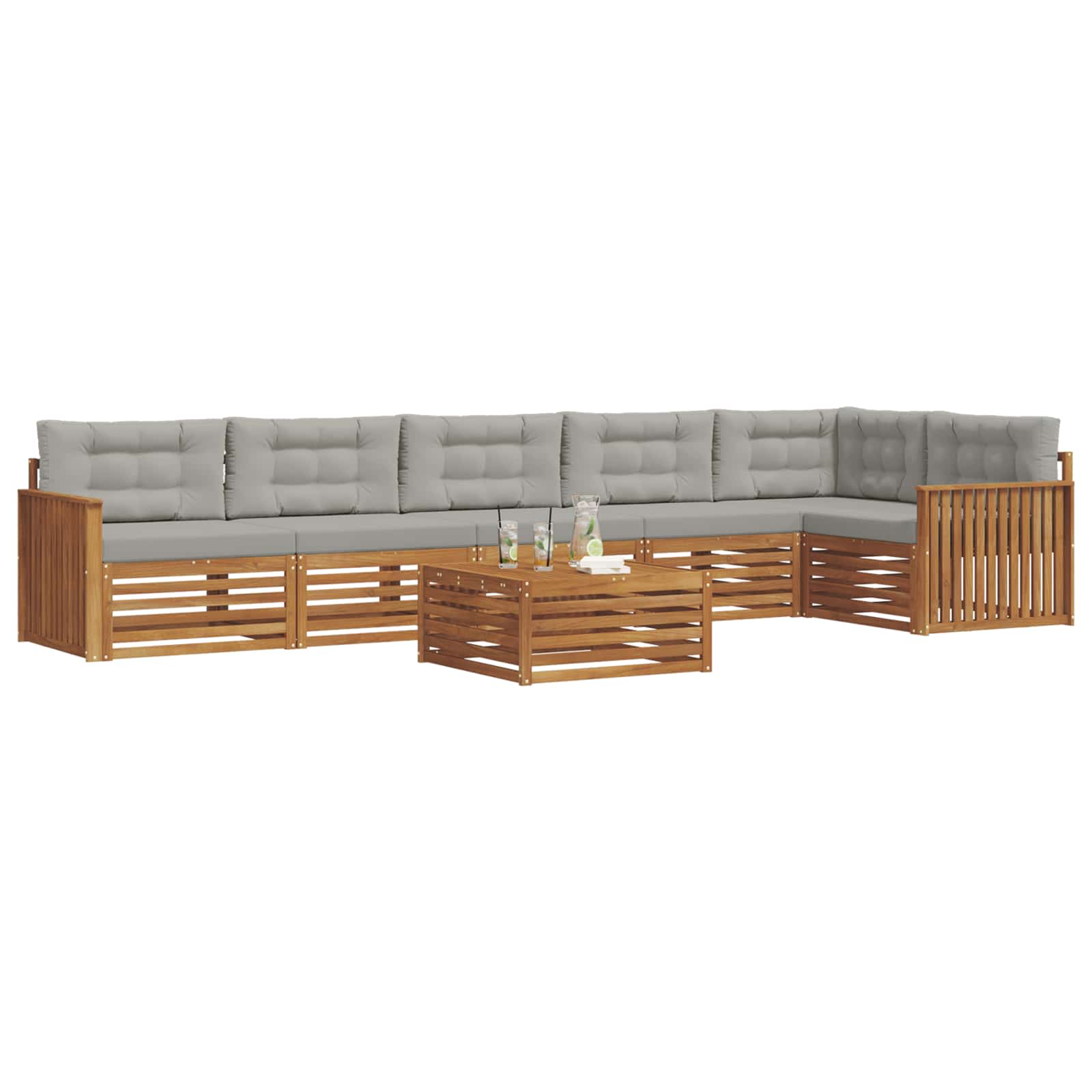 Zunanja garnitura za sedenje 7 pcs Naravna in svetlo siva - slika 3