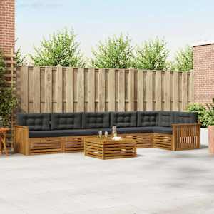 Zunanja garnitura za sedenje 7 pcs Naravna in antracitna