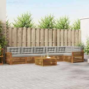 Zunanja garnitura za sedenje 7 pcs Naravna in svetlo siva