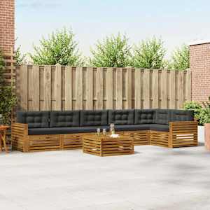 Zunanja garnitura za sedenje 7 pcs Naravna in antracitna