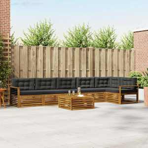 Zunanja garnitura za sedenje 7 pcs Naravna in antracitna