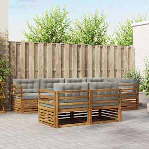 Zunanja garnitura za sedenje 7 pcs Naravna in svetlo siva