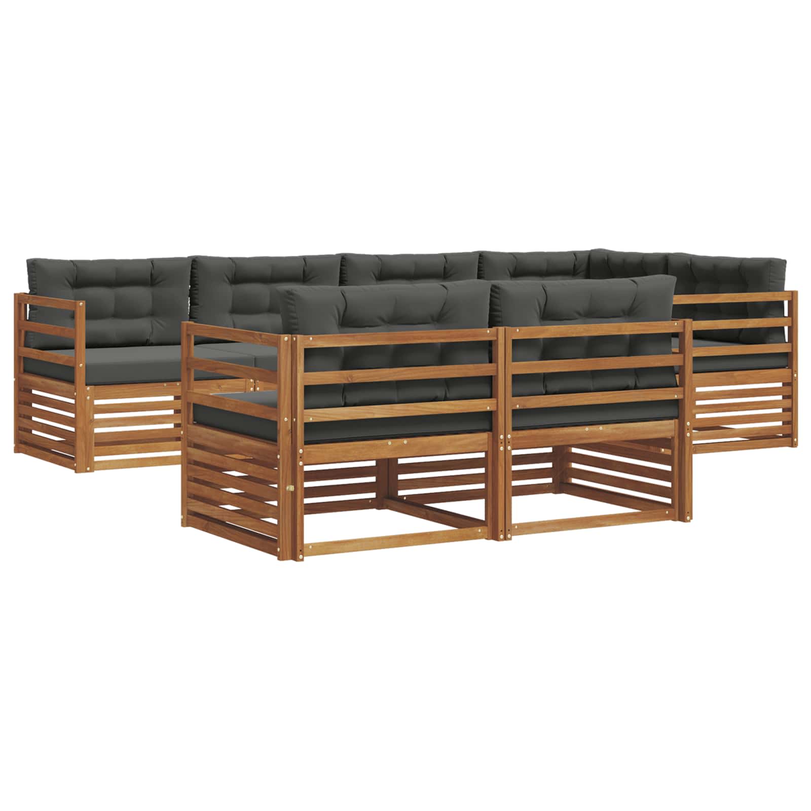 Buiten bankenset met kussen 7 pcs Natuurlijk en Antraciet - Afbeelding 2