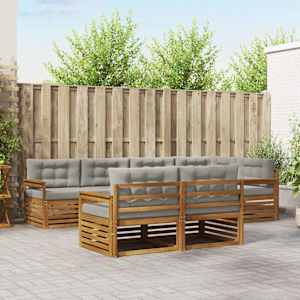 Zunanja garnitura za sedenje 7 pcs Naravna in svetlo siva