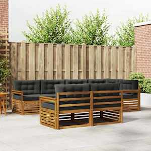 Zunanja garnitura za sedenje 7 pcs Naravna in antracitna