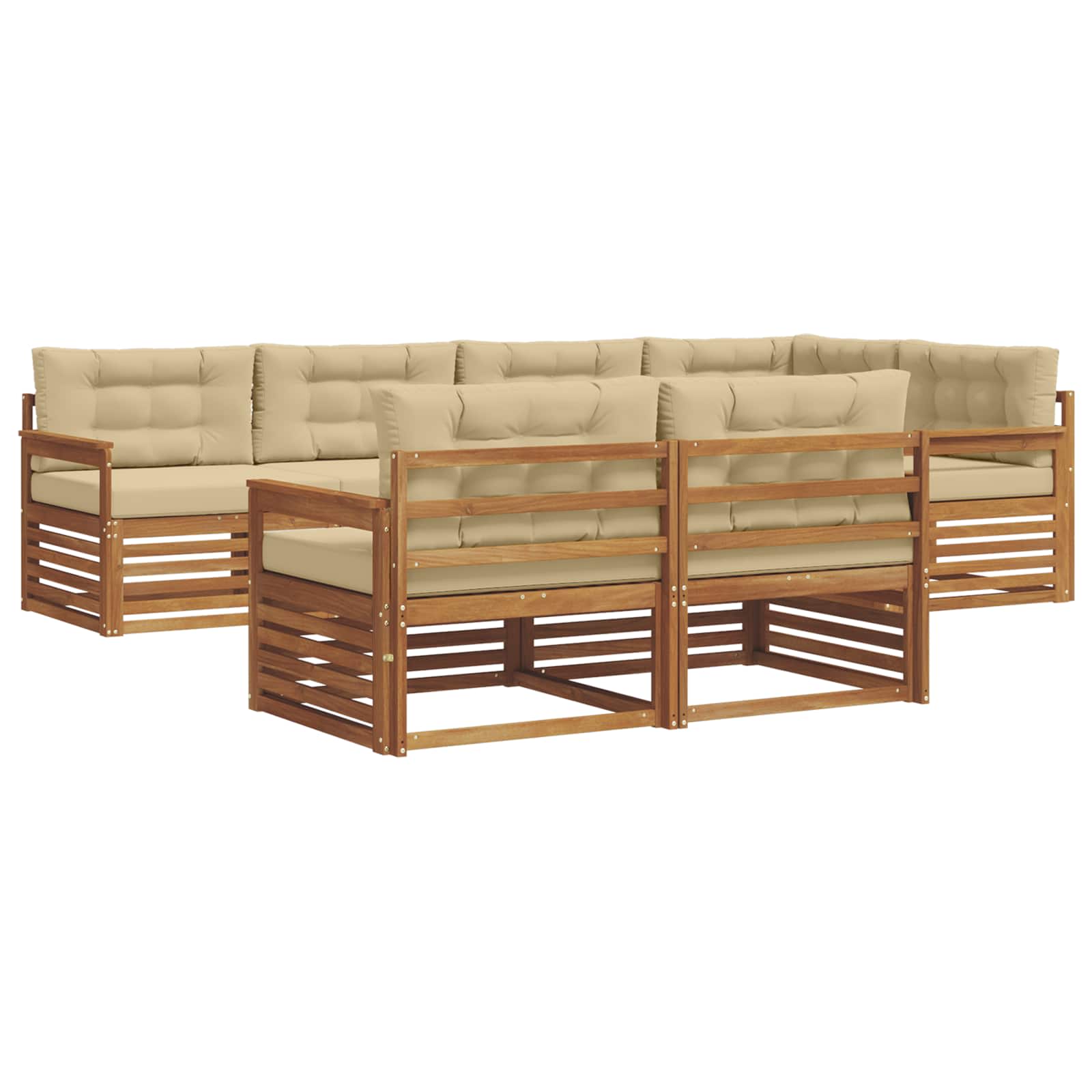 Thumbnail - vidaXL Outdoor-Sofagarnitur mit Kissen 7 pcs Natur und Beige