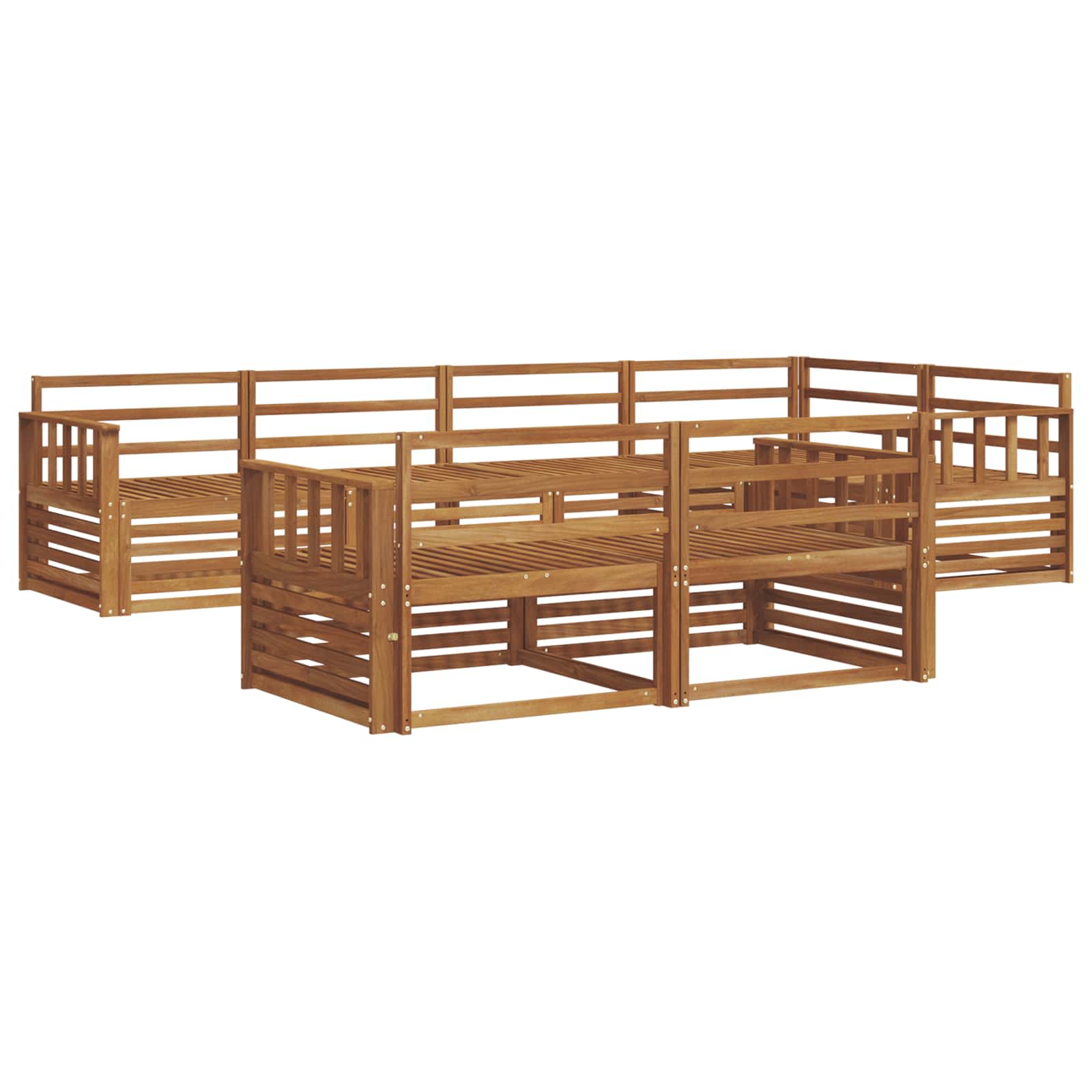 Zunanja garnitura za sedenje 7 pcs Naravna Masiven les akacije - slika 2