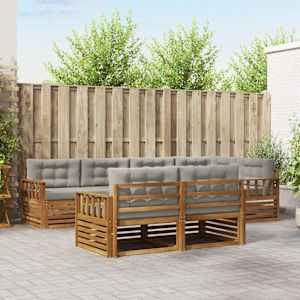 Zunanja garnitura za sedenje 7 pcs Naravna in svetlo siva