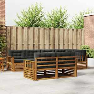 Zunanja garnitura za sedenje 7 pcs Naravna in antracitna