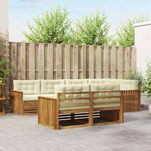 Zunanja garnitura za sedenje z blazino 7 pcs Naravna in smetana