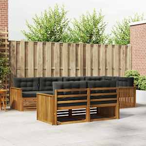 Zunanja garnitura za sedenje 7 pcs Naravna in antracitna